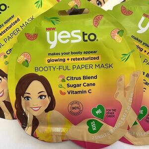 YesTo Booty-Ful Paper Mask Glowing Retexturized Lot of 10 Citrus Blend Vit C
